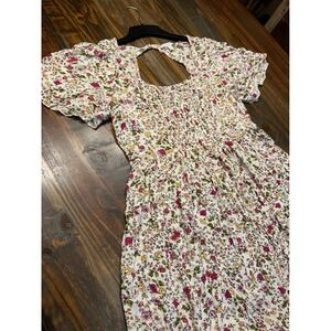 Patrons of Peace Floral Mini Dress Womens Size L Short Sleeve Cottagecore